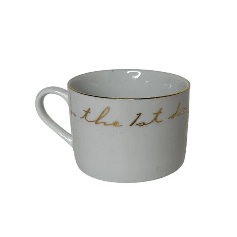 Pier 1 Coffee Tea Cup 12‎ Days Of Christmas On The First Day Partridge Gold Trim